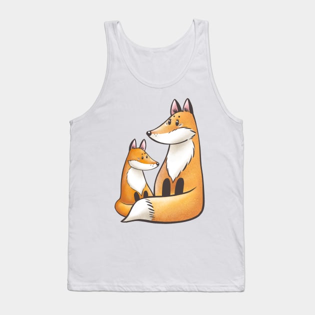 Mommy fox with baby fox Tank Top by artbyanny